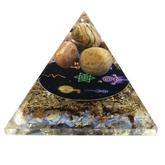 Orgonit-Pyramide 'Midnight Reiki' 7 cm - Handgegossener Energieschutz