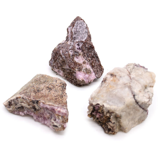 Exklusives Set: Rosa Calcit mit Kobalt - 25 natürliche Mineralien-Unikate