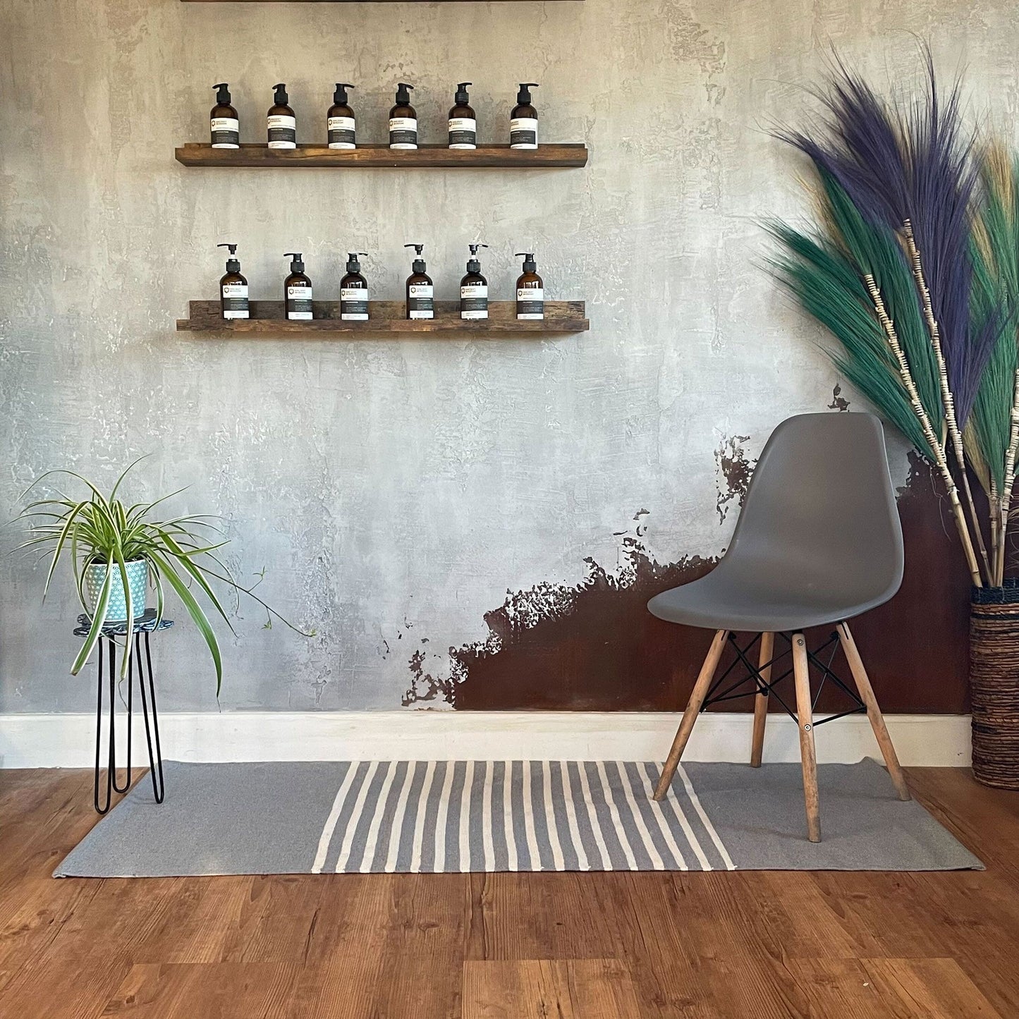 Baumwollteppich mit Streifenmuster in Grau – 70x170 cm