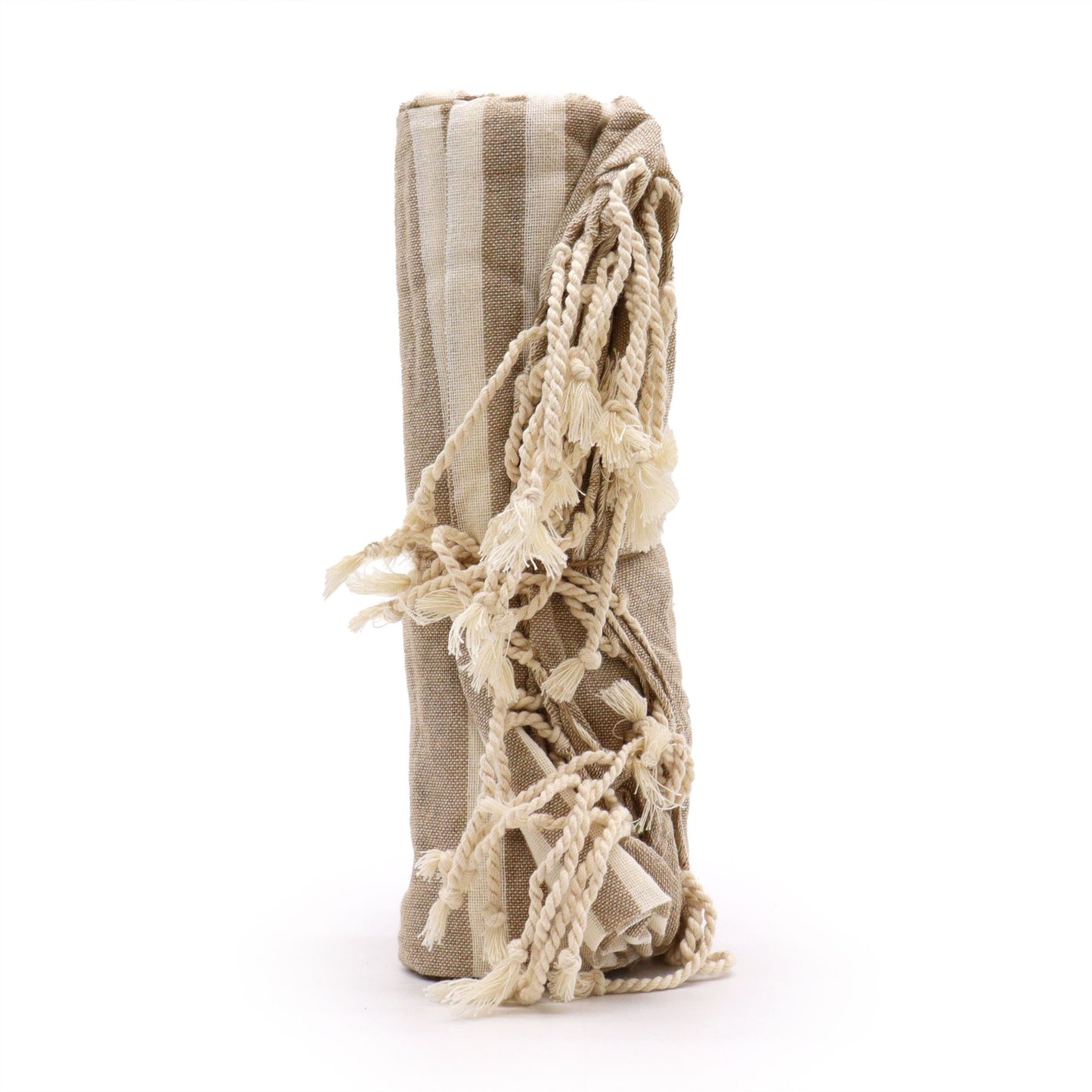 Handgewebter Baumwoll-Pareo 100x180 cm in Warm Sand – Multifunktionsdecke