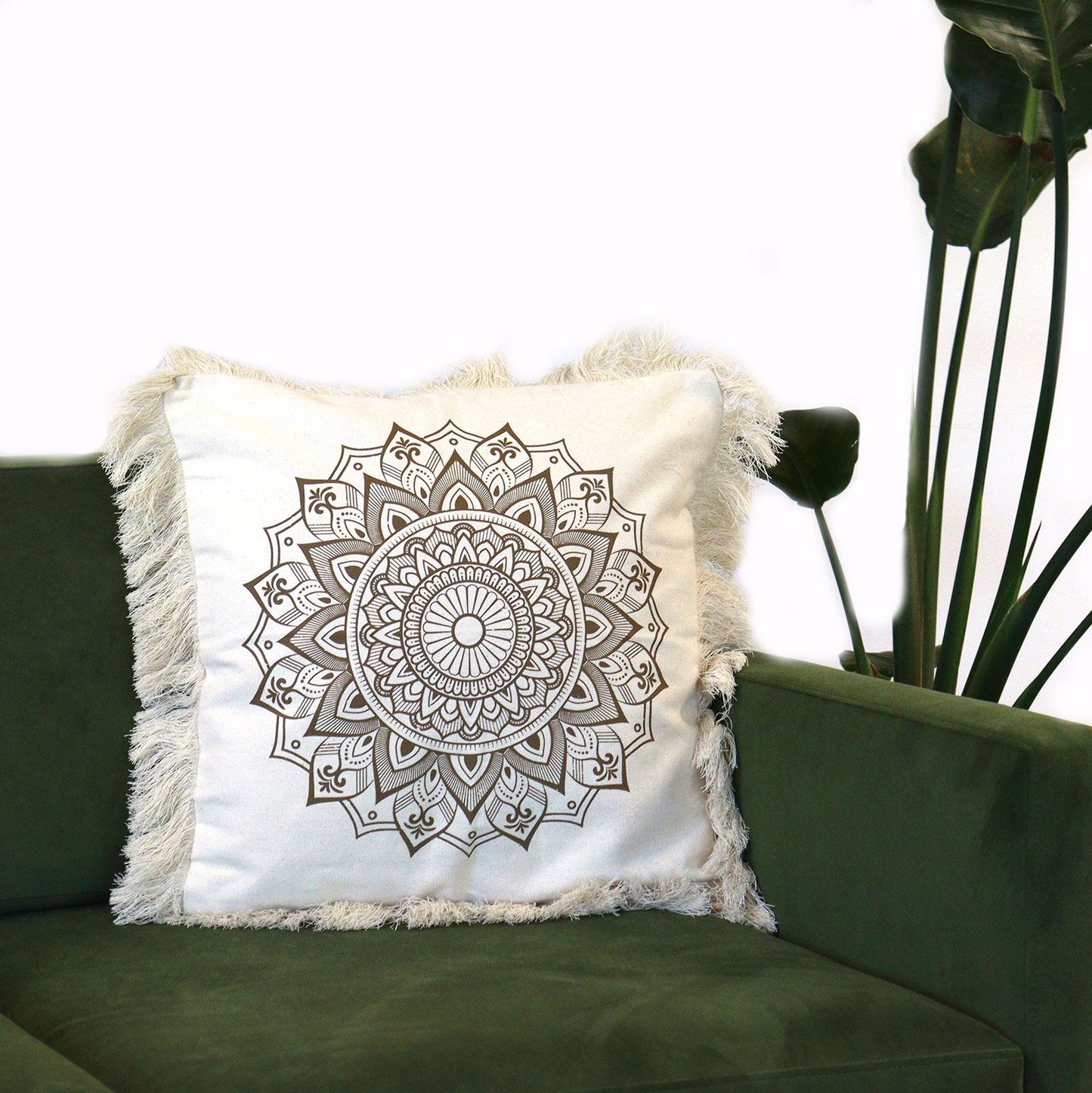 Meditationskissenbezug Lotus Mandala in Bronze – 45 x 45 cm aus weicher Baumwolle