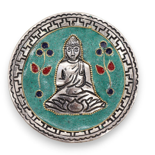 Meditativer Räucherstäbchenhalter 'Zen Buddha' - Grün, 10 cm