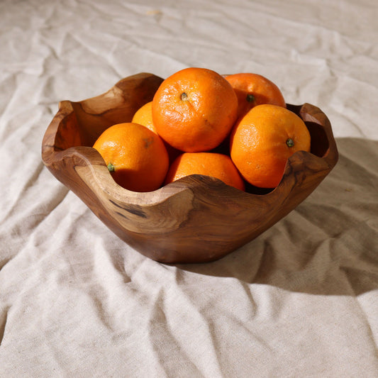 Massive Teakholz-Schale für Obst & Deko, 21 x 9 cm