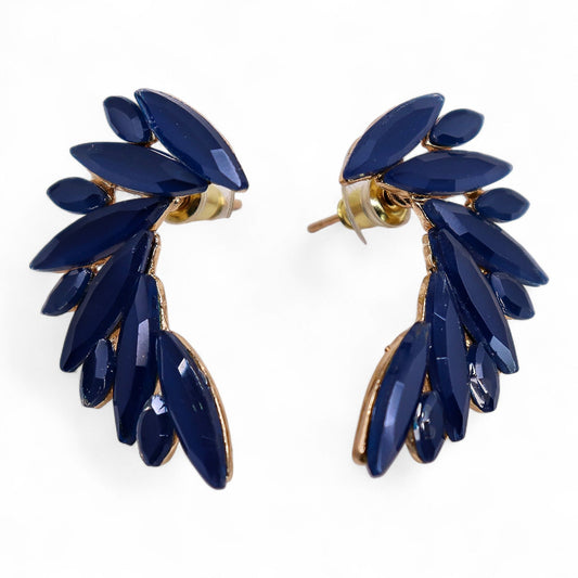 Flügel der Eleganz - Ohrringe mit royalblauem Vintage-Glas