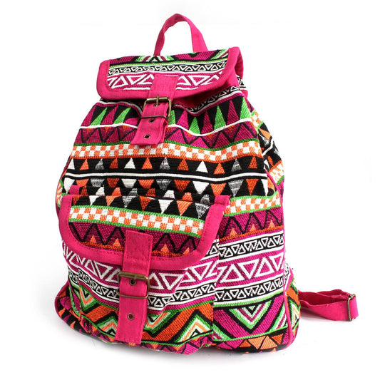 Jacquard Rucksack in Pink – Ethnisches Design für urbane Abenteuer