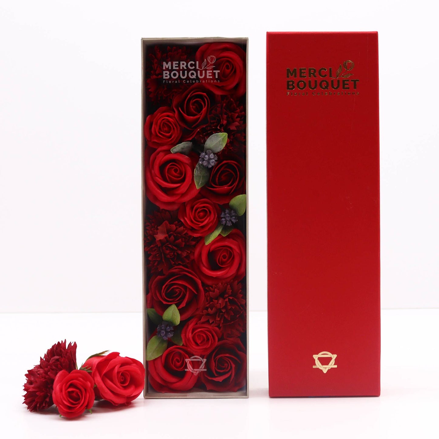 Seifenrosen Arrangement 'Ewige Liebe' – Fertige Luxusbox in Rot