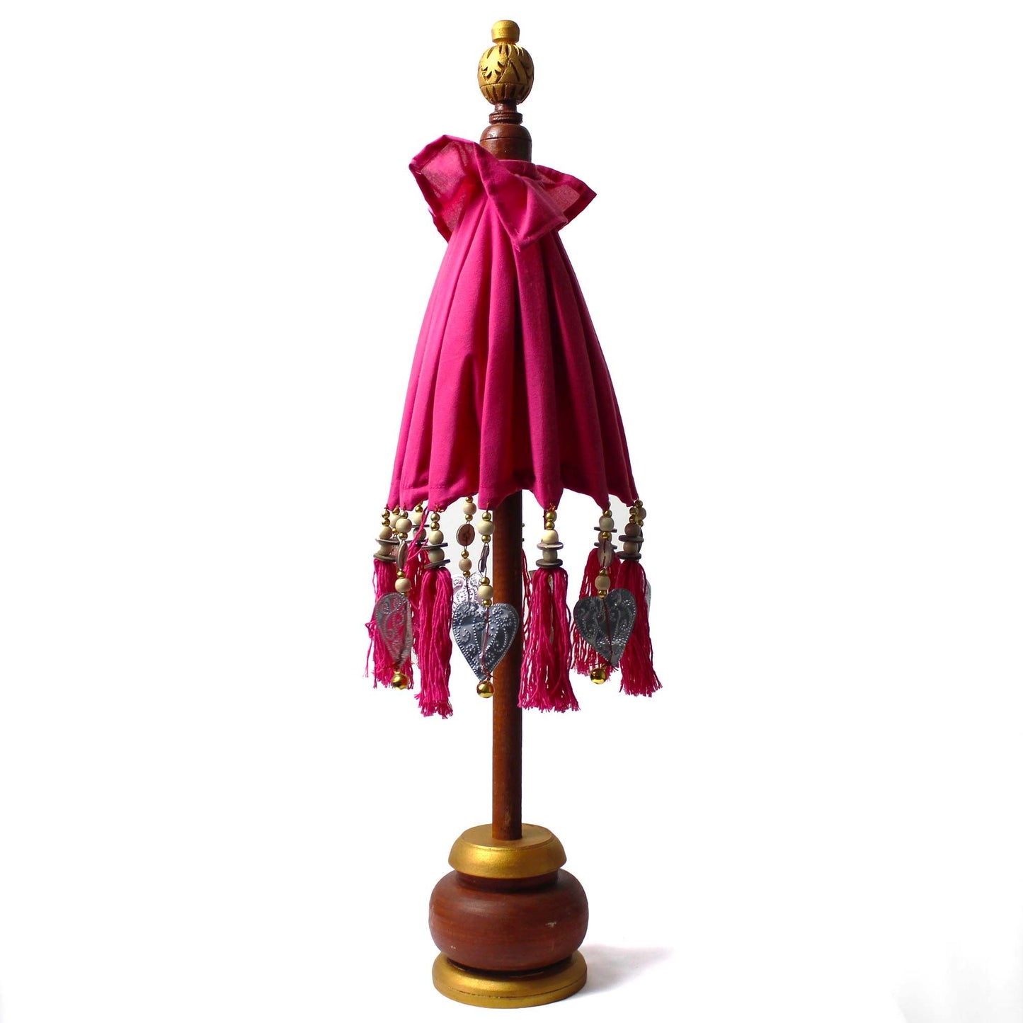 Dekoschirm Bali in Pink, 40cm - Handgefertigt aus Baumwolle und Holz