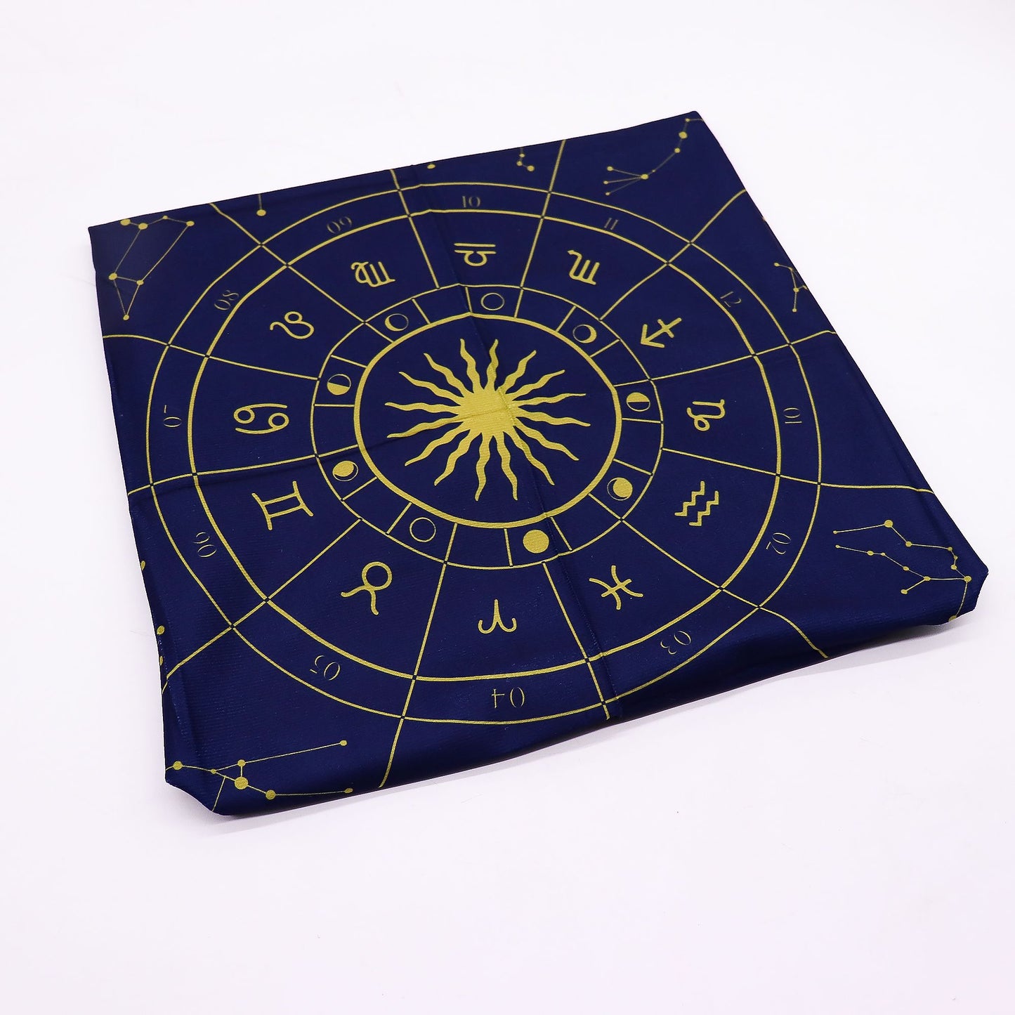 Tarot Tuch mit Zodiac Wheel – Energetische Unterlage für Kartenlegen