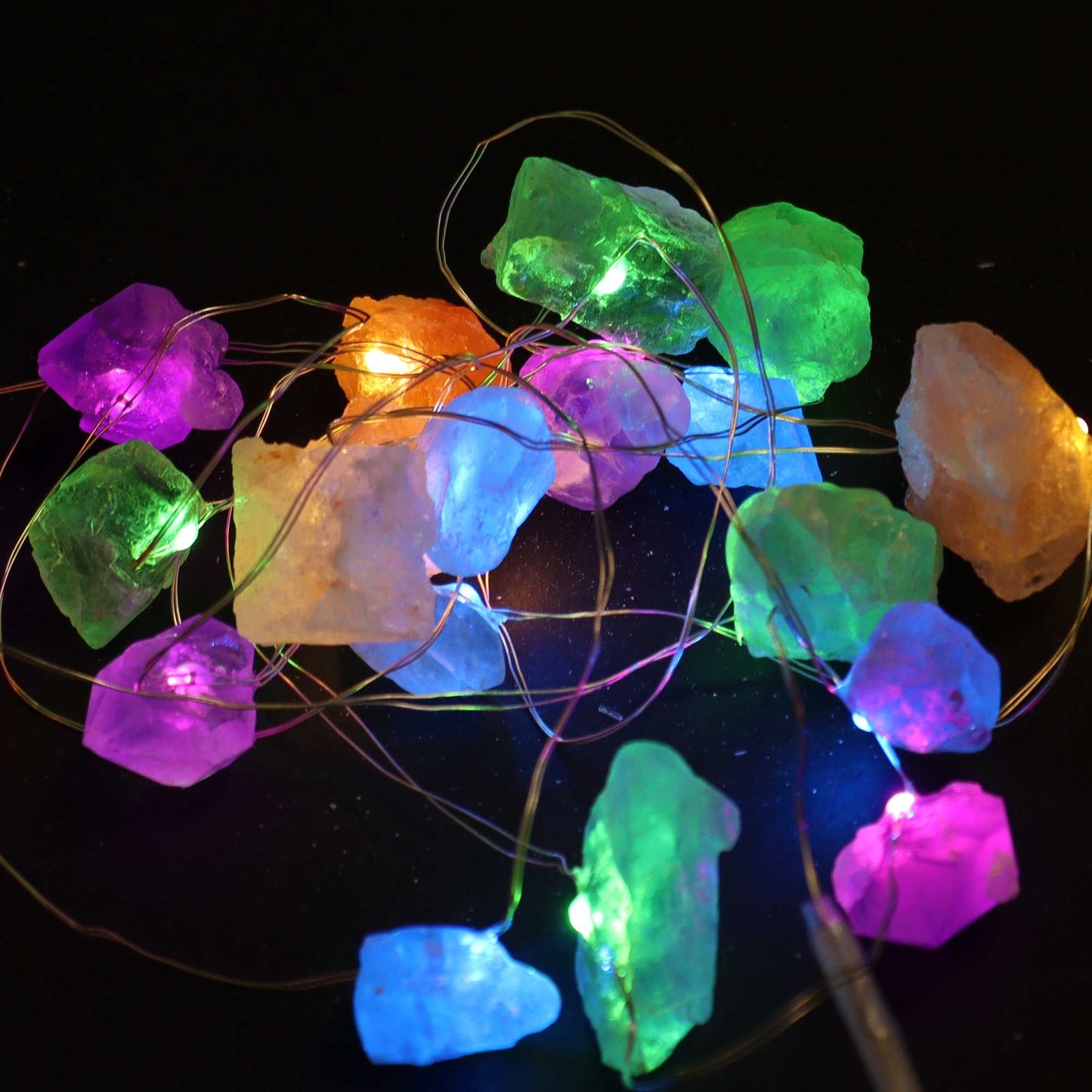 LED-Lichterkette mit echten Edelsteinen - 227 cm USB-Beleuchtung