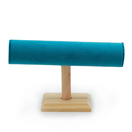 Schmuckpräsentation T-Form: Samt & Wildleder auf Holz, 24x17x7cm