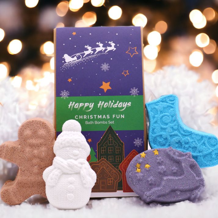 Festliches Badebomben-Set 'Christmas Fun' – 4 zauberhafte Weihnachtsdüfte