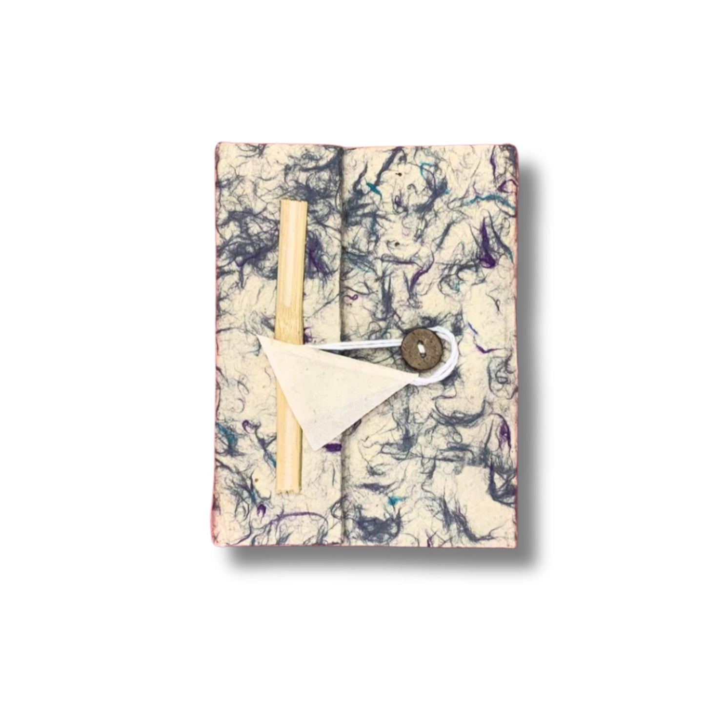 Notizbuch aus handgeschöpftem Lokta-Papier mit blauen Baumwollfasern – 15x12 cm