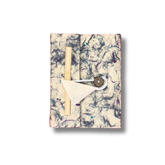 Notizbuch aus handgeschöpftem Lokta-Papier mit blauen Baumwollfasern – 15x12 cm