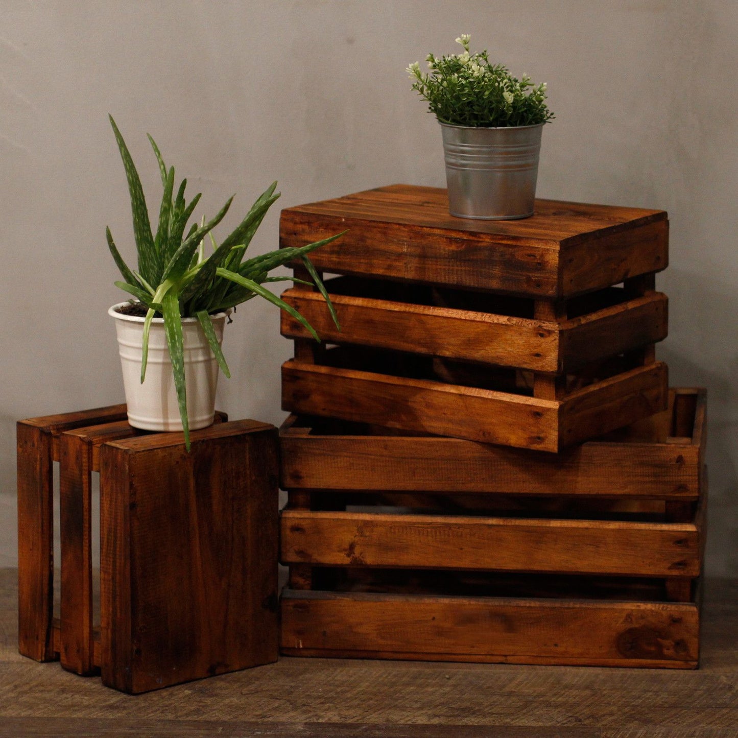 Set aus 3 Deko-Organizer Boxen aus Naturholz - Stapelbar & vielseitig
