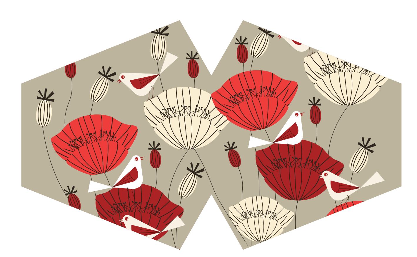 Wiederverwendbare Gesichtsmaske 'Mohnblüten' für Erwachsene – Mit Filtertasche