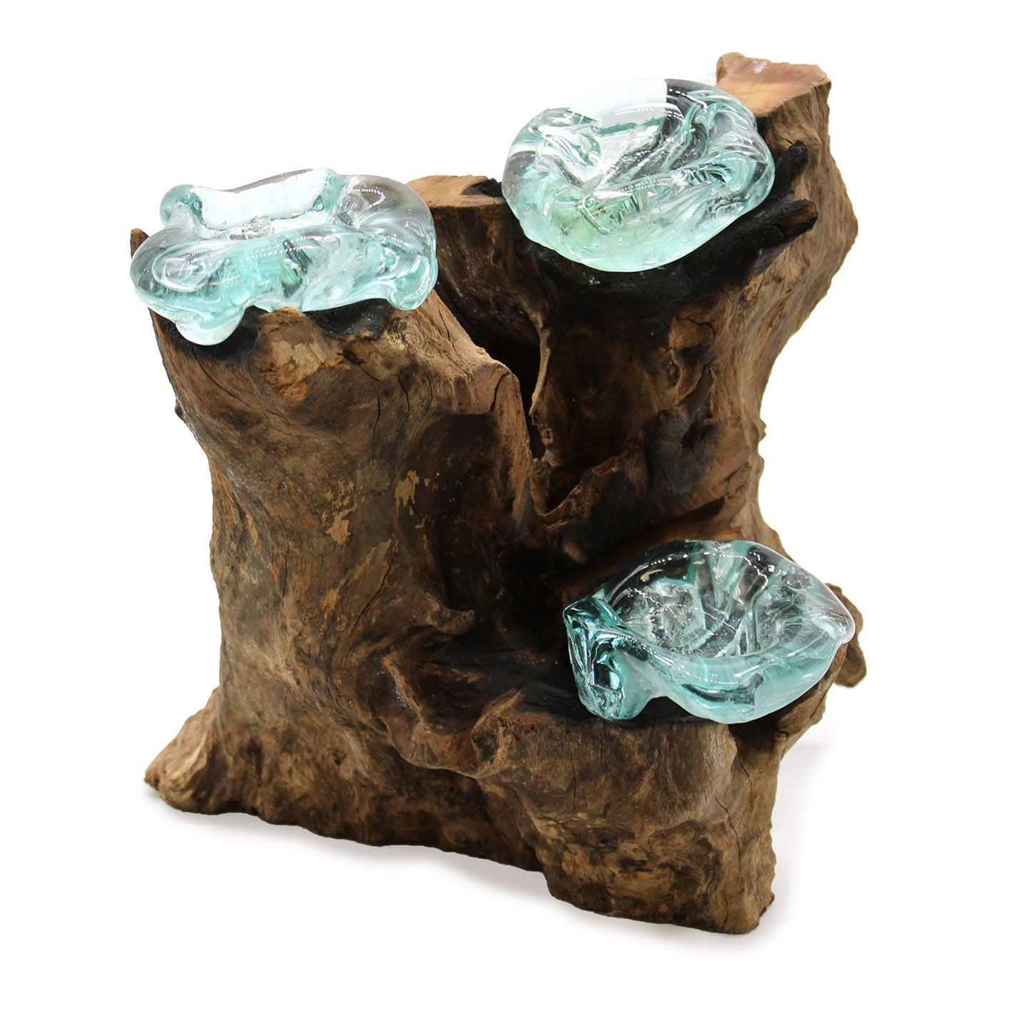 Dreifach-Kerzenleuchter aus Glas & Holz - Ein Unikat aus Bali