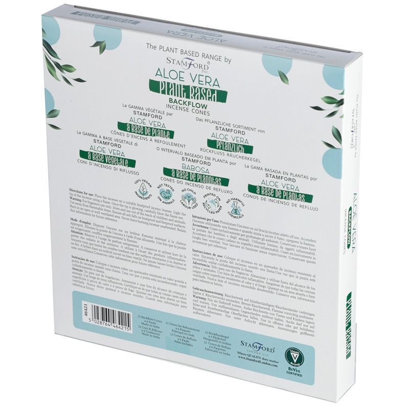 Plant Based Backflow Räucherkegel Aloe Vera - 12 Stück