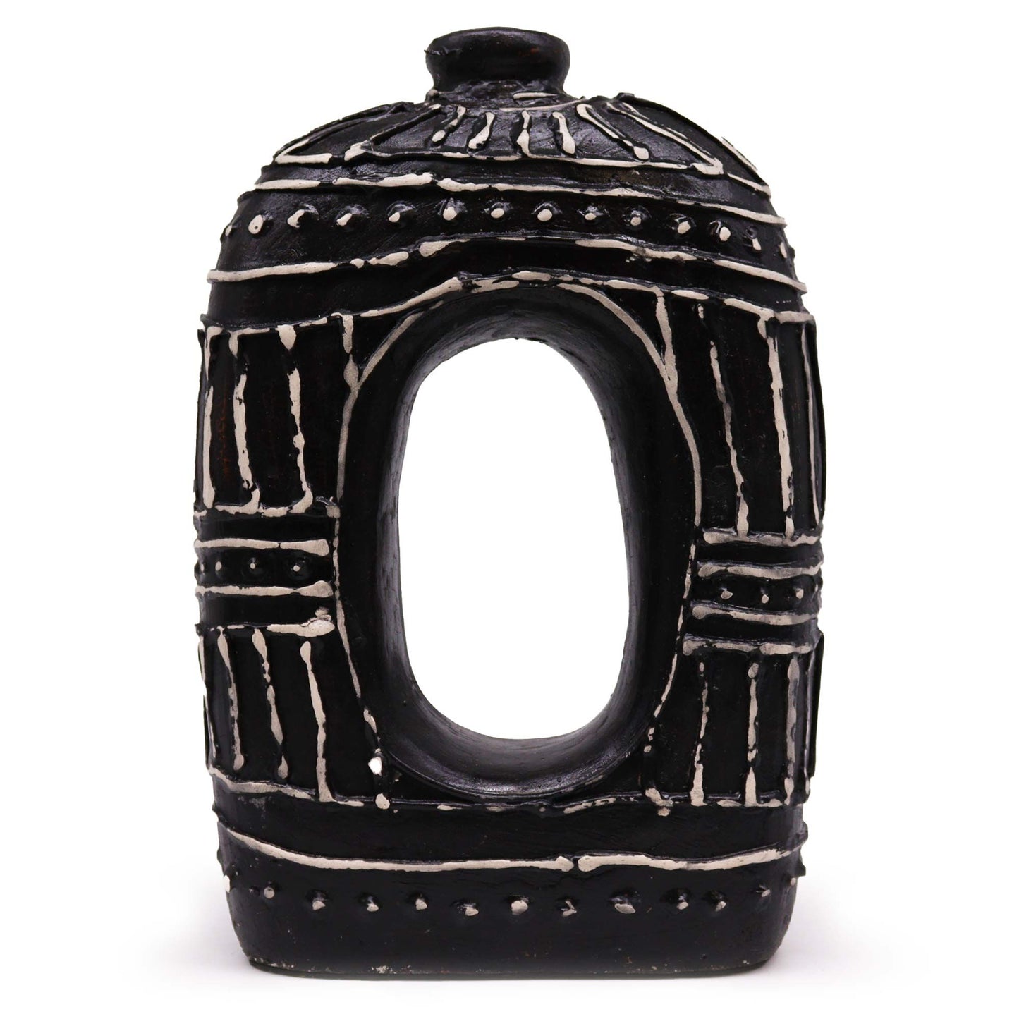 Oval Vase 'Donut' in Schokoladen-Optik – Handbemalte Keramikvase 30 cm