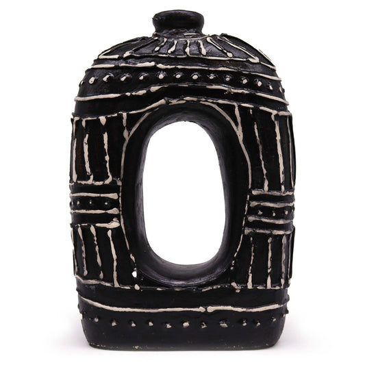 Oval Vase 'Donut' in Schokoladen-Optik – Handbemalte Keramikvase 30 cm