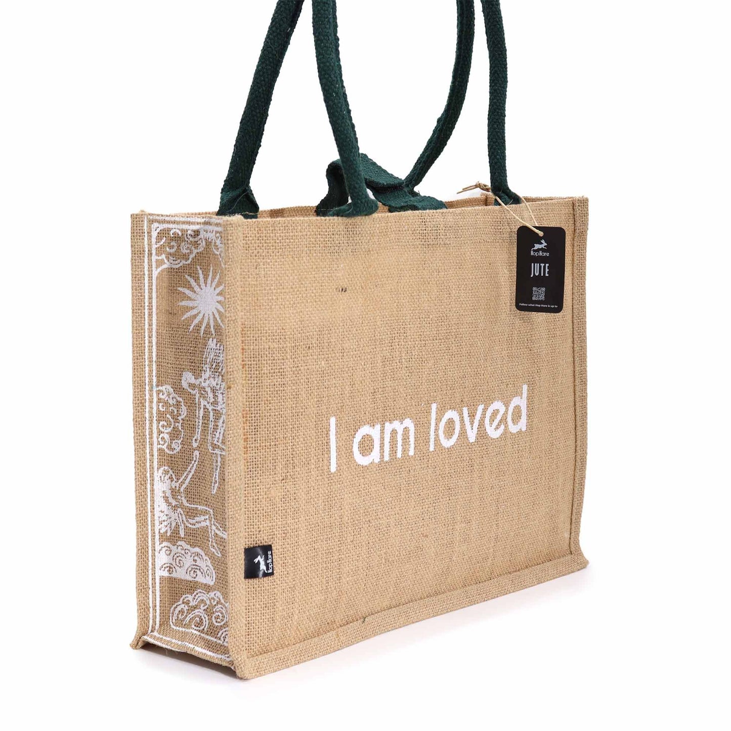 Hop Hare Jute Shopper 'Ich bin geliebt' – Statementtasche für Selbstliebe