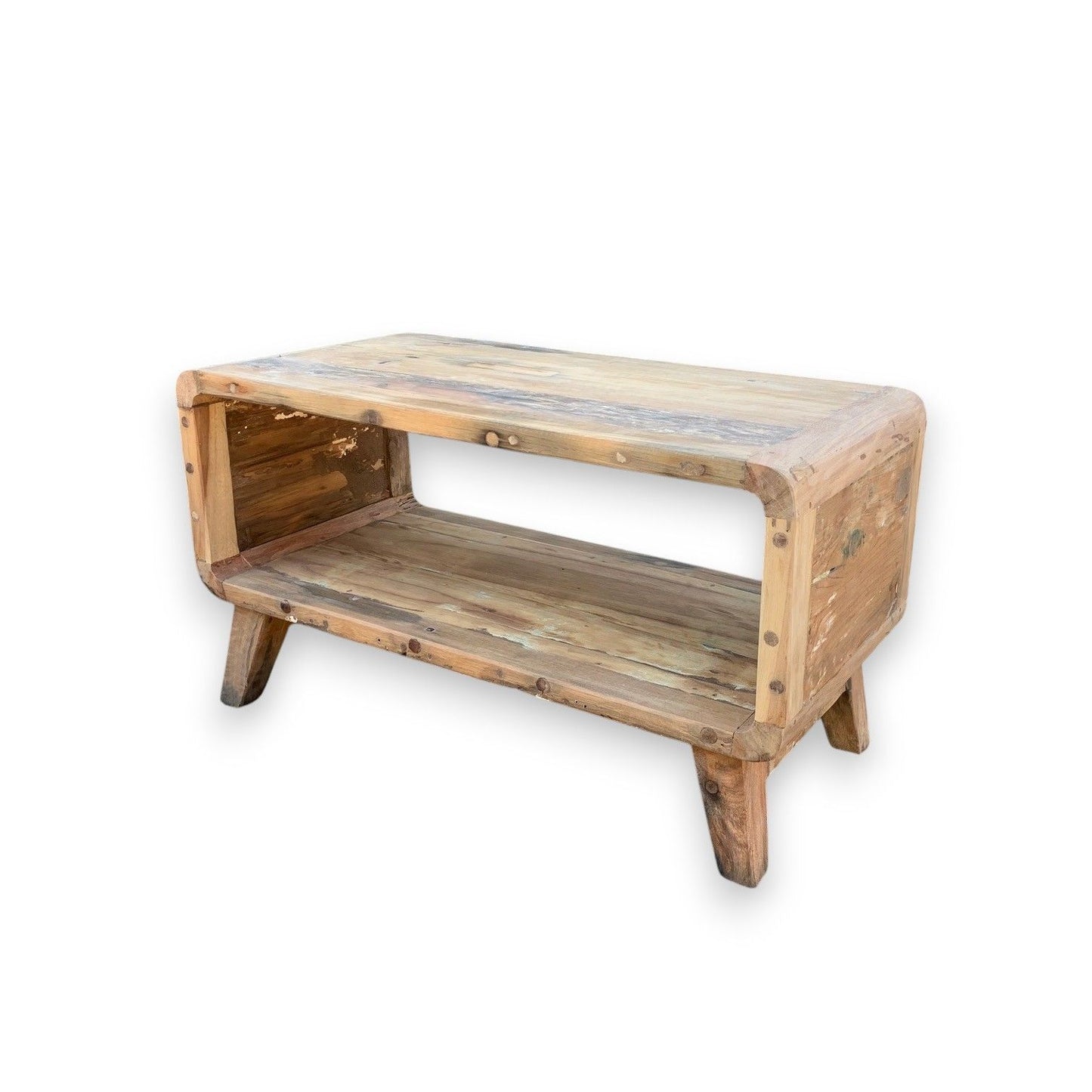 Runder Couchtisch aus recyceltem Teakholz – Ein Unikat aus Bali