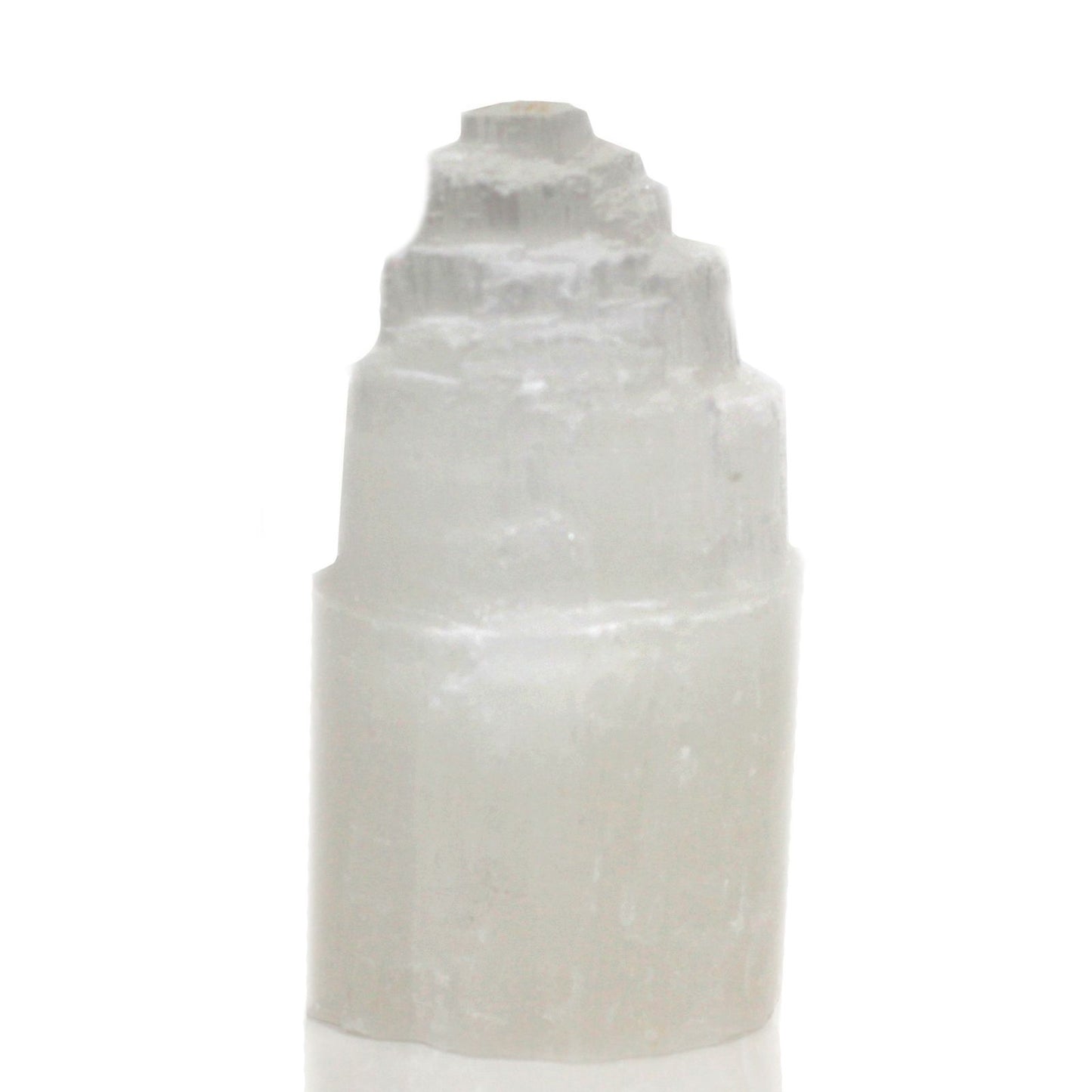 Selenit-Turmlampe aus Naturstein – Handgefertigte Kristallleuchte, 15 cm