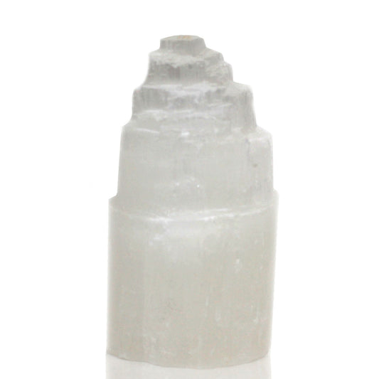 Selenit-Turmlampe aus Naturstein – Handgefertigte Kristallleuchte, 15 cm