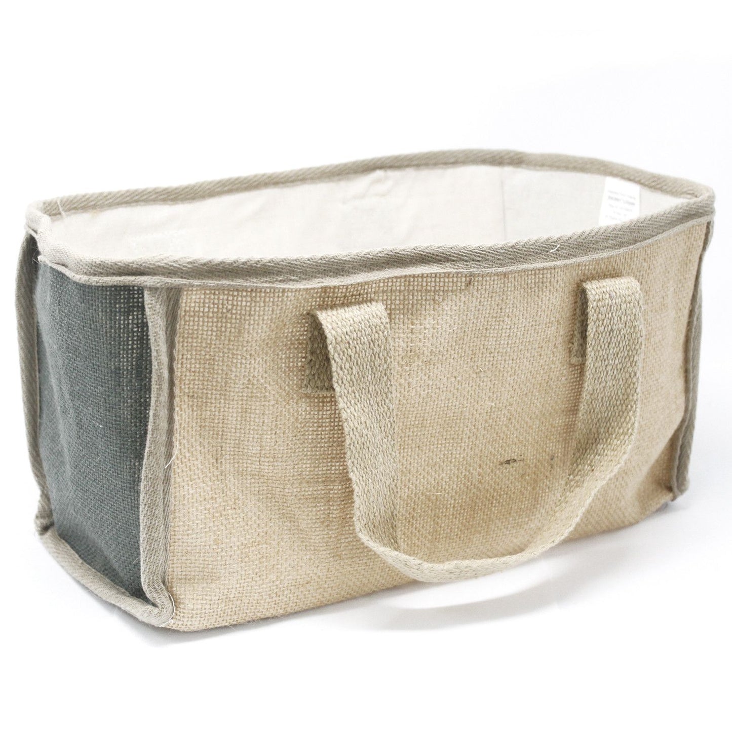 Große Einkaufstasche aus Jute mit Baumwollfutter in Anthrazit – 33 x 18 x 20 cm