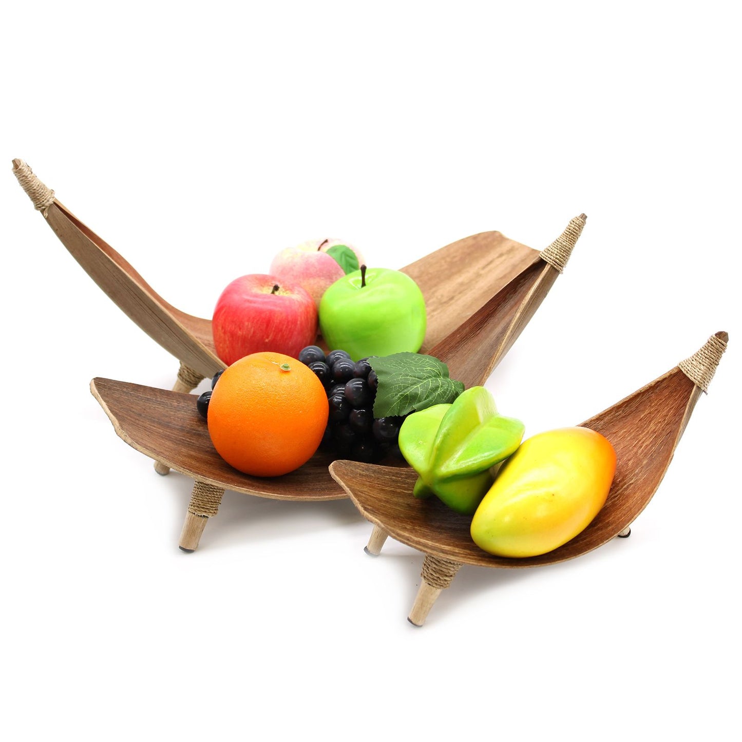Set aus 3 Schalen aus Kokosblatt – Natürliche Deko- und Obstschalen