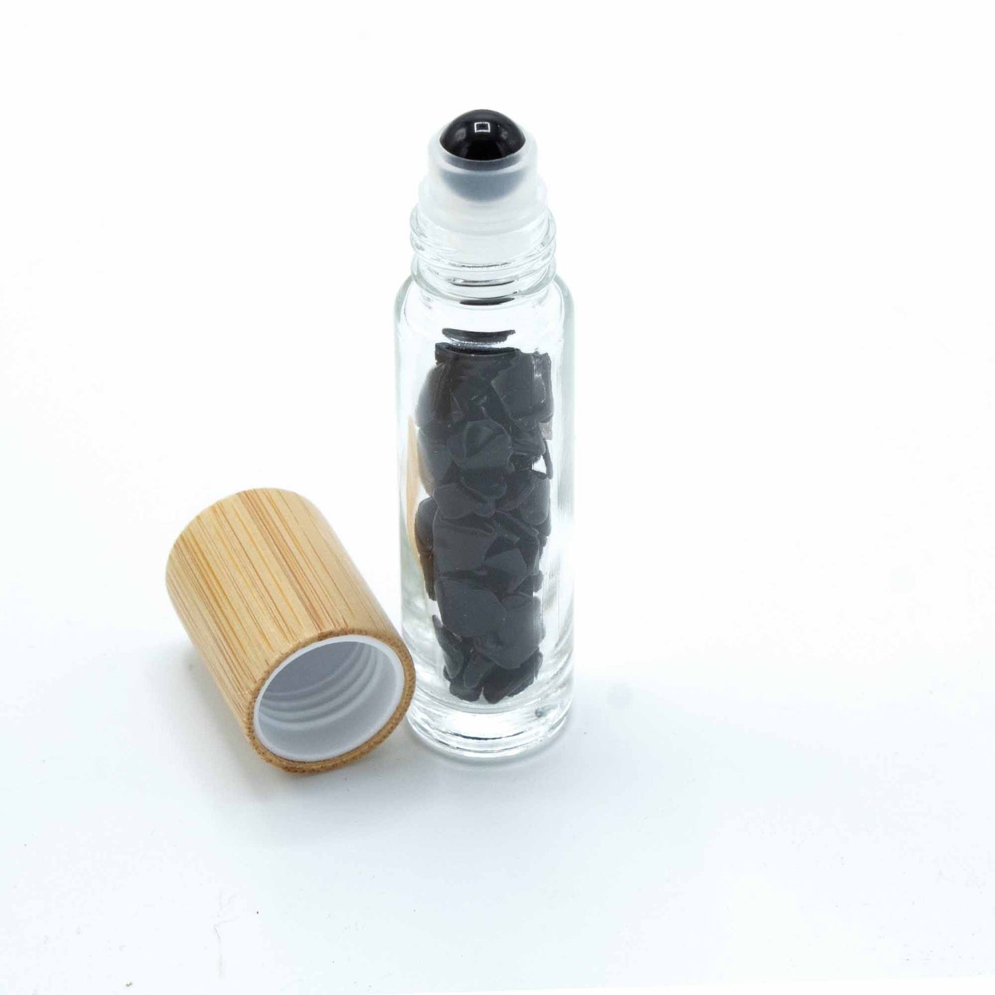 Edelstein-Roller Schwarzer Turmalin mit Holzdeckel – 5ml
