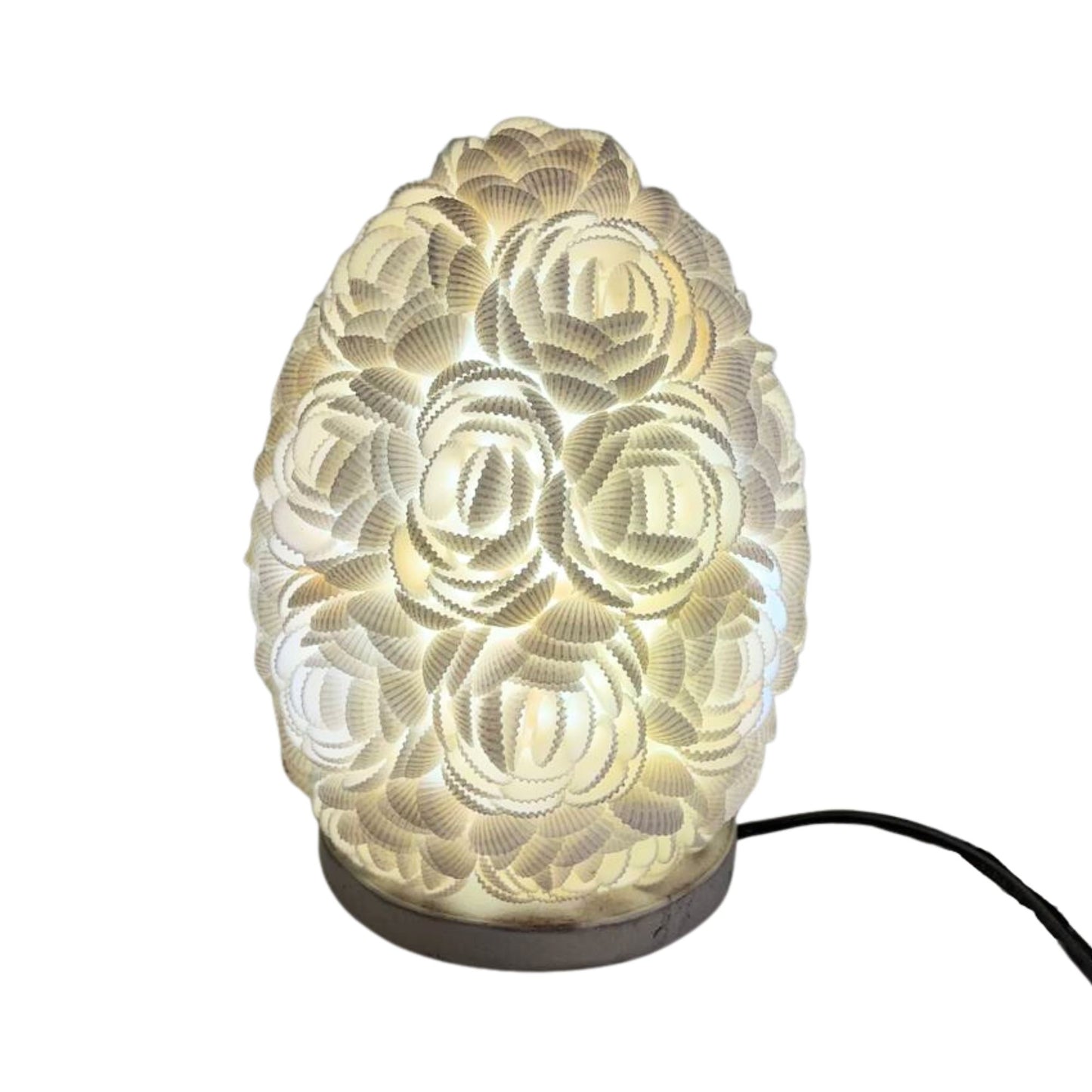 Boho Muschel-Lampe 'Rose Oval' - Handgefertigt in Bali, 15 cm