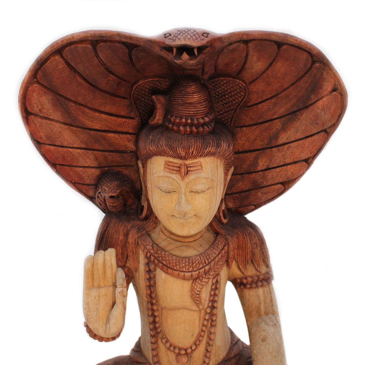Shiva Statue mit Kobra - Handgeschnitztes Unikat aus Suarholz, 50 cm