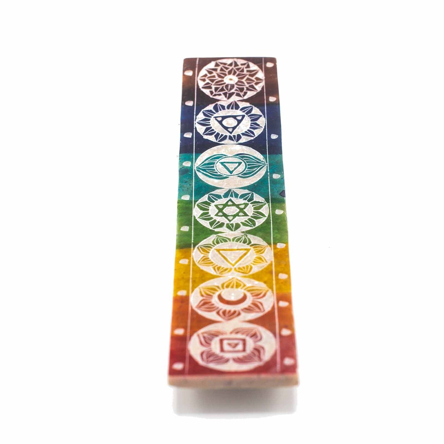 Sieben-Chakra Räucherhalter aus Speckstein – Für Stäbchen & Kegel