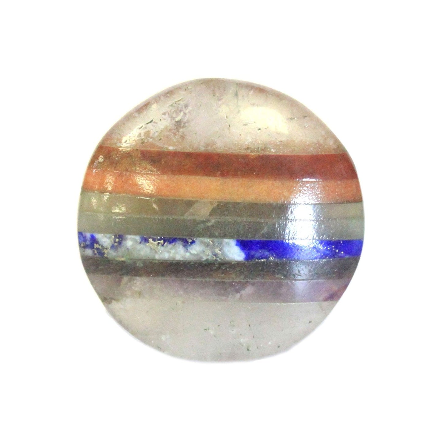 Handgefertigter Chakra Handschmeichler 45mm - Siebenfarbiger Edelstein aus Indien