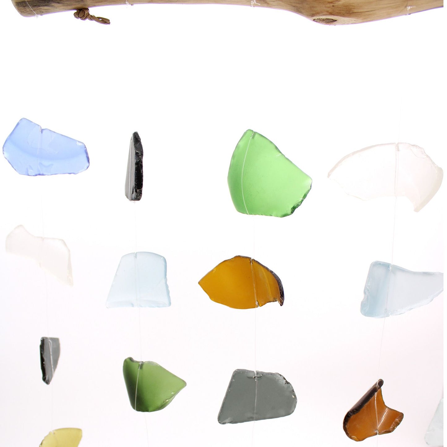 Windspiel aus Recyclingglas & Treibholz – Handgefertigtes Unikat mit 5 Klangröhren