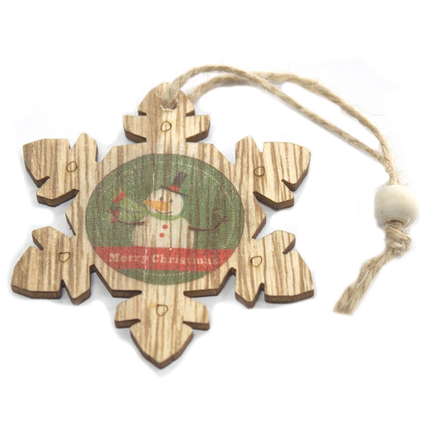 Weihnachtsanhänger-Set aus Holz – Schneemann & Schneeflocke (2-teilig)
