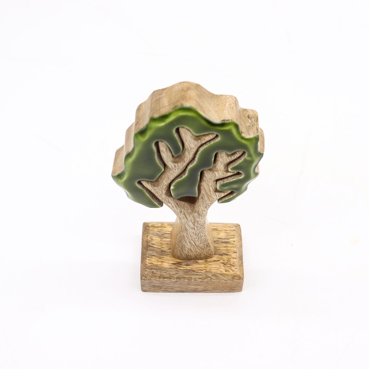3D Baum-Dekoration aus Mango-Holz – Handgefertigtes Natur-Ornament