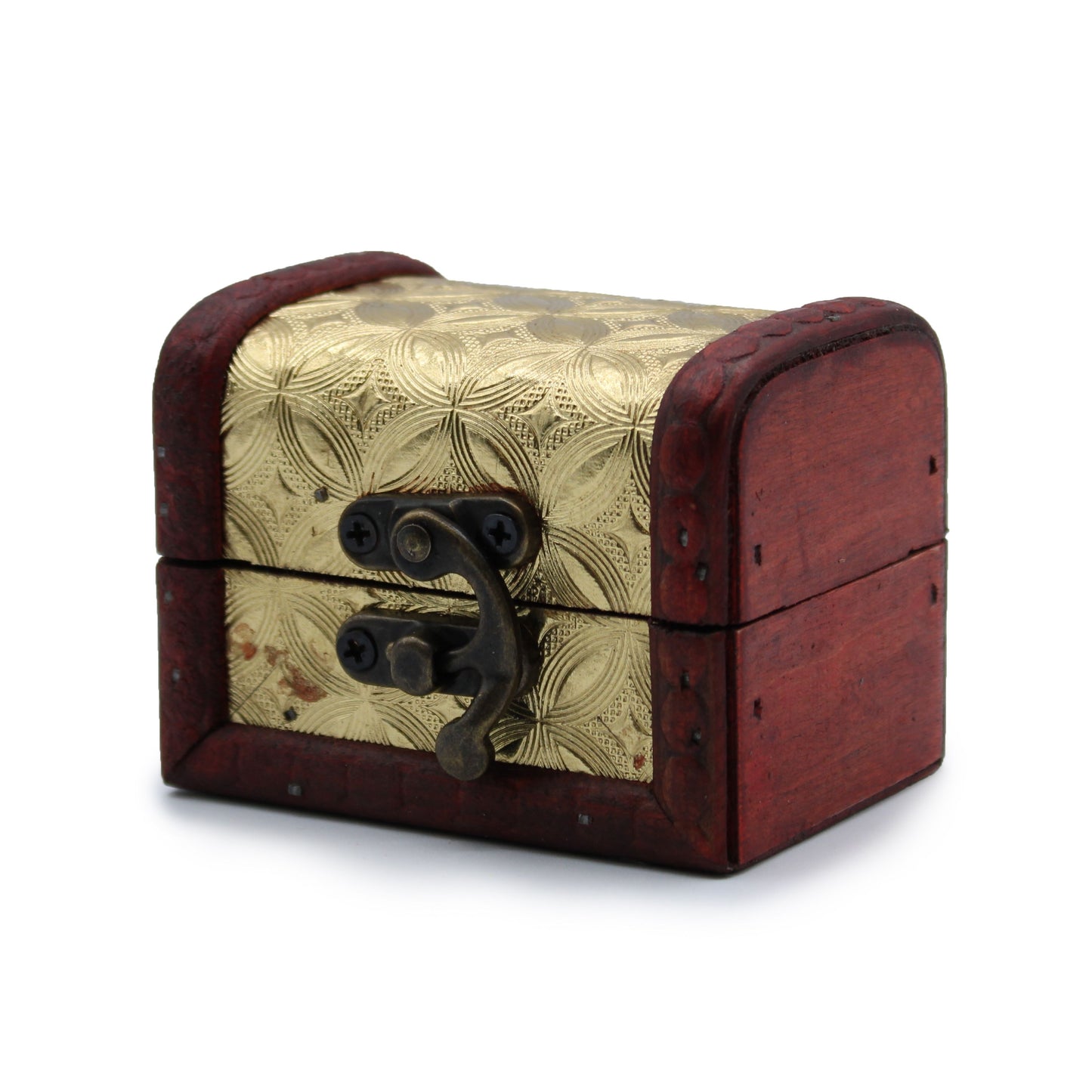 Mini Kolonialschatulle in Gold - Vintage Schmuckkästchen mit Messing