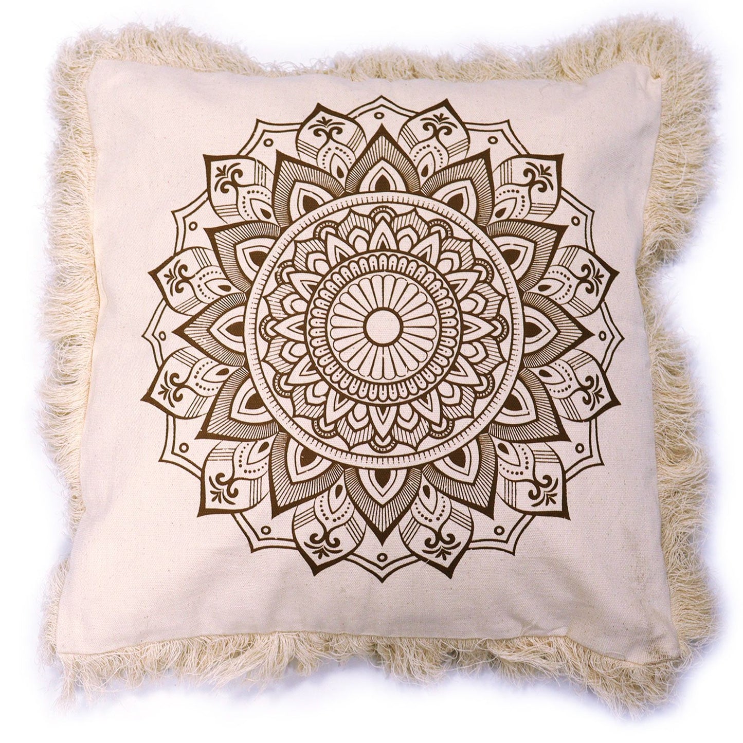 Meditationskissenbezug Lotus Mandala in Bronze – 45 x 45 cm aus weicher Baumwolle