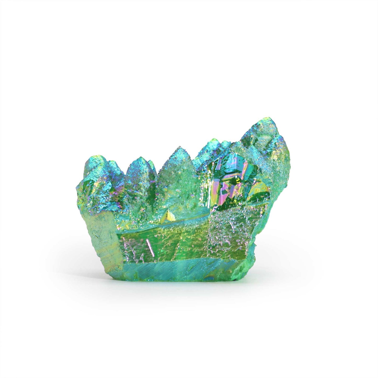 Aura Green Flame Quarz Geode 7-10cm - Einzigartiges Kristall-Cluster