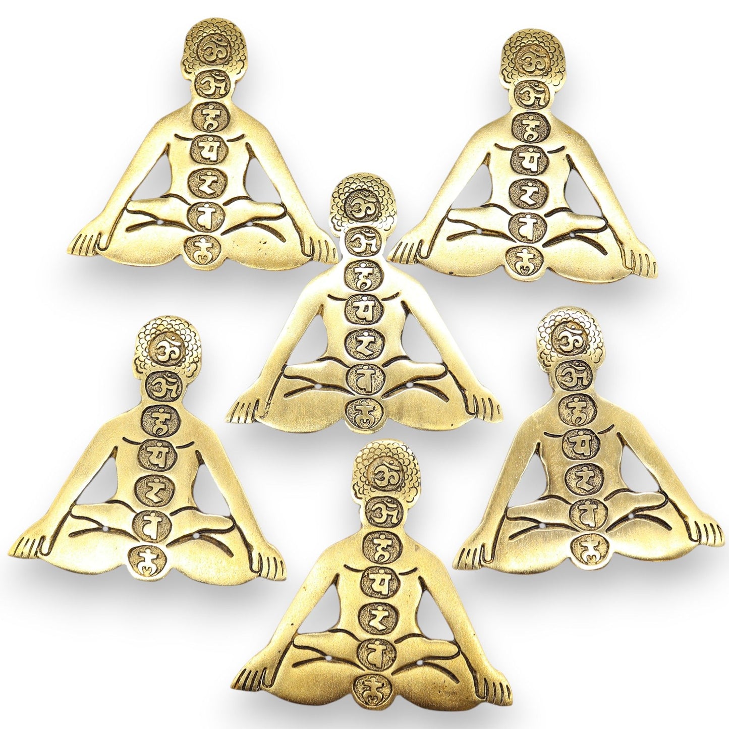 Goldener Sieben-Chakra Räucherstäbchenhalter aus Aluminium | 12x12 cm