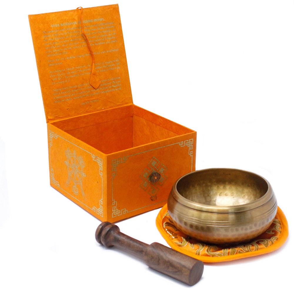 Klangschalen-Set 'Fünf Buddhas' – Handgefertigt in Nepal, 10 cm