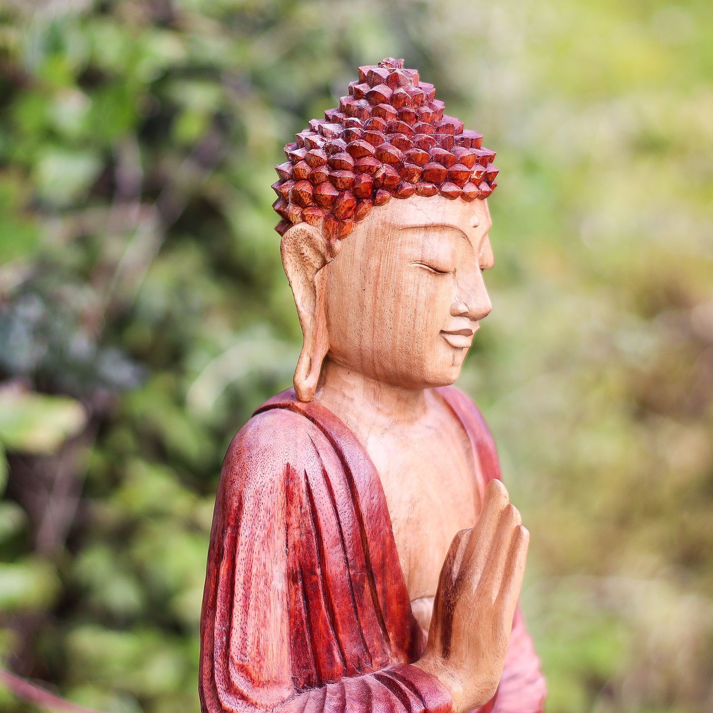 Handgeschnitzte Lehr-Buddha Statue aus Suarholz - 30 cm