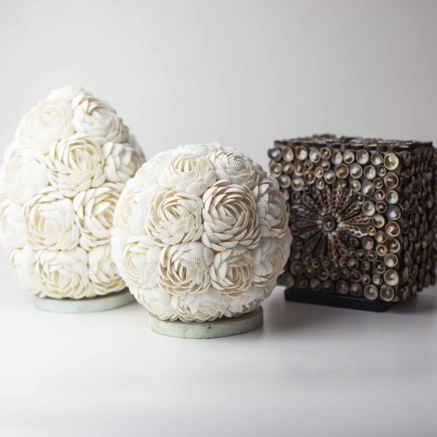 Boho Muschel-Lampe 'Chocolate Twist' im Quadrat - 15 cm