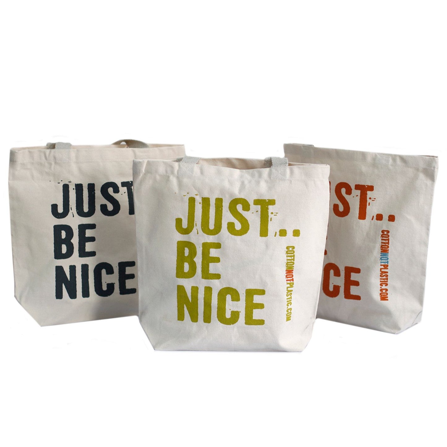 Just Be Nice Baumwolltaschen-Set (4 Stück) – Strapazierfähig & nachhaltig