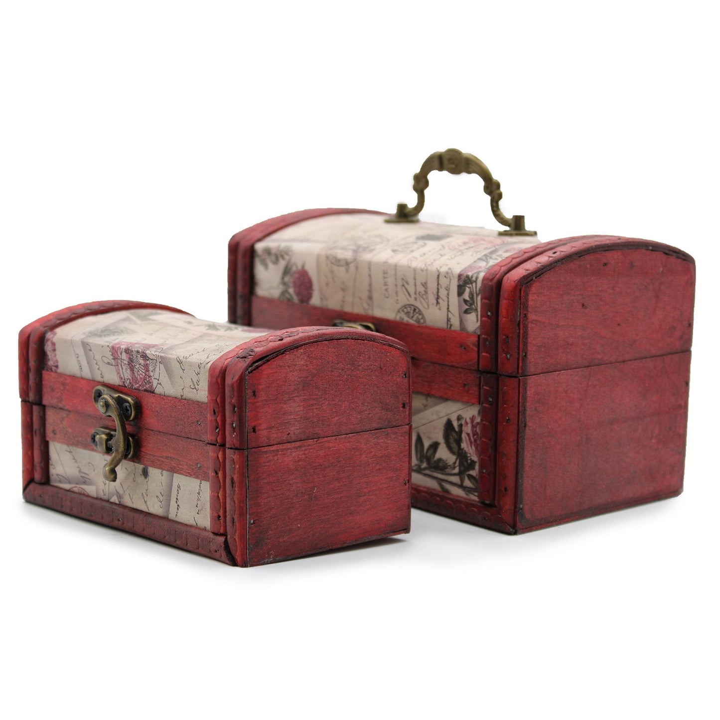 Set mit 2 Vintage Schmuckkisten - Kolonialstil mit Rosenmotiv & Messing
