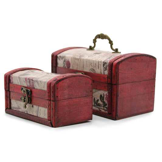 Set mit 2 Vintage Schmuckkisten - Kolonialstil mit Rosenmotiv & Messing