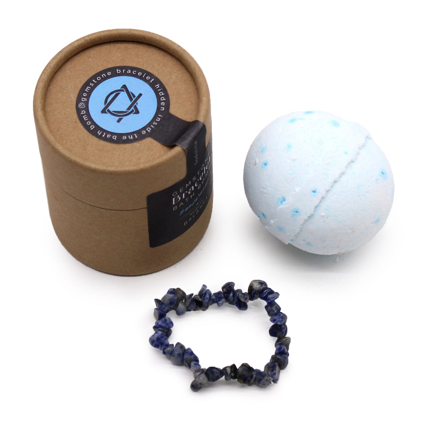 Sandelholz Badebombe mit Sodalith-Armband – Entspannung & Harmonie