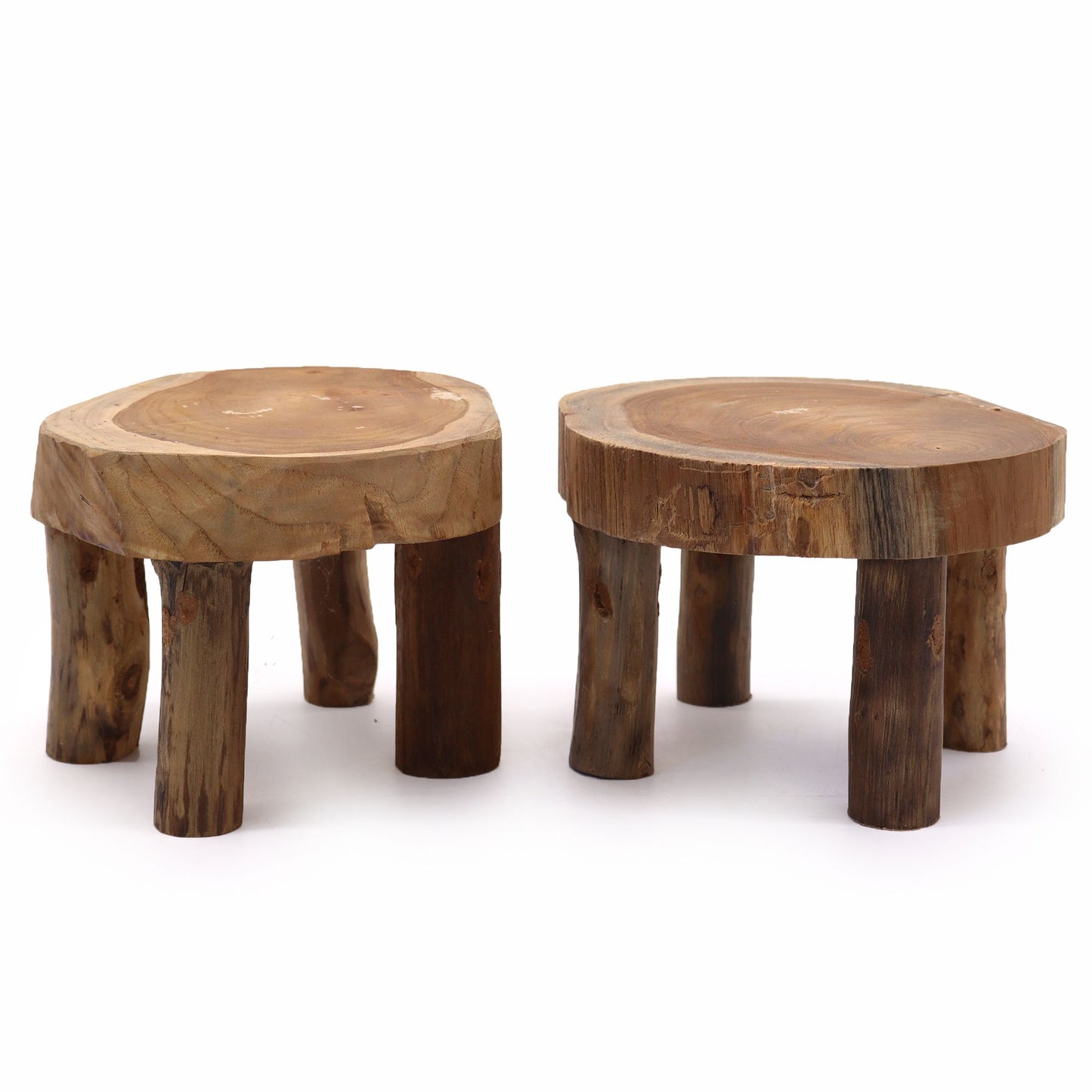 Set mit 2 Präsentationsdisplays aus Massivholz Teak - 27 x 15 cm