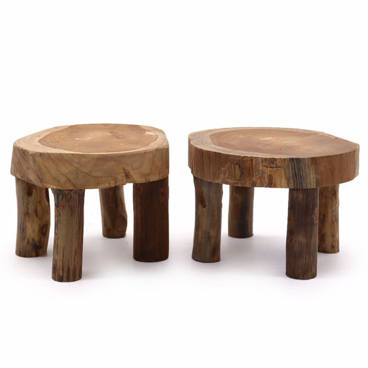 Set mit 2 Präsentationsdisplays aus Massivholz Teak - 27 x 15 cm